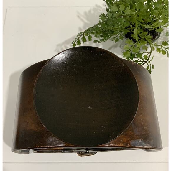 Vtg Brown Black Gold Rounded Arched Swirl Wrought Iron Pillar Candle Holder - Picture 5 of 7